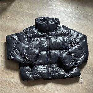 Black Shiny Old Navy Puffer Jacket